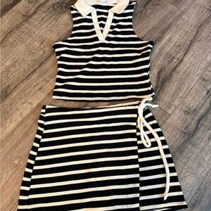 Black and White Striped Sleeveless Top and Skort Set NWOT
